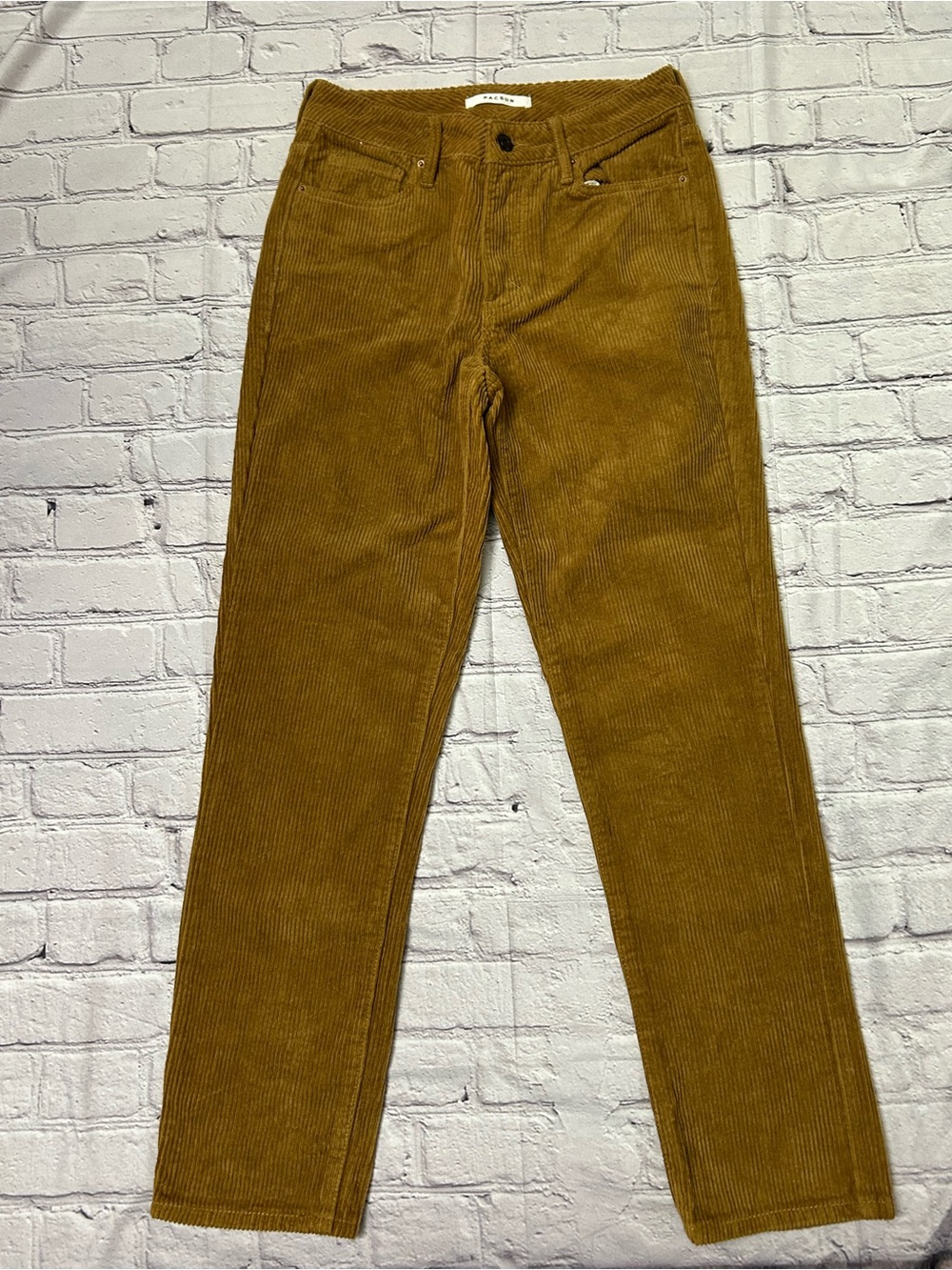 PacSun Women's Corduroy Straight-Leg Pants in Mustard